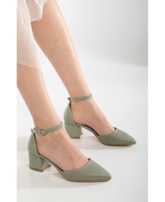 Miranda Low Block Heels with Pearls