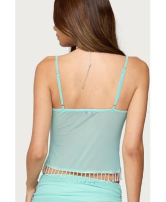 Women's Enya Fringed Sheer Mesh Top