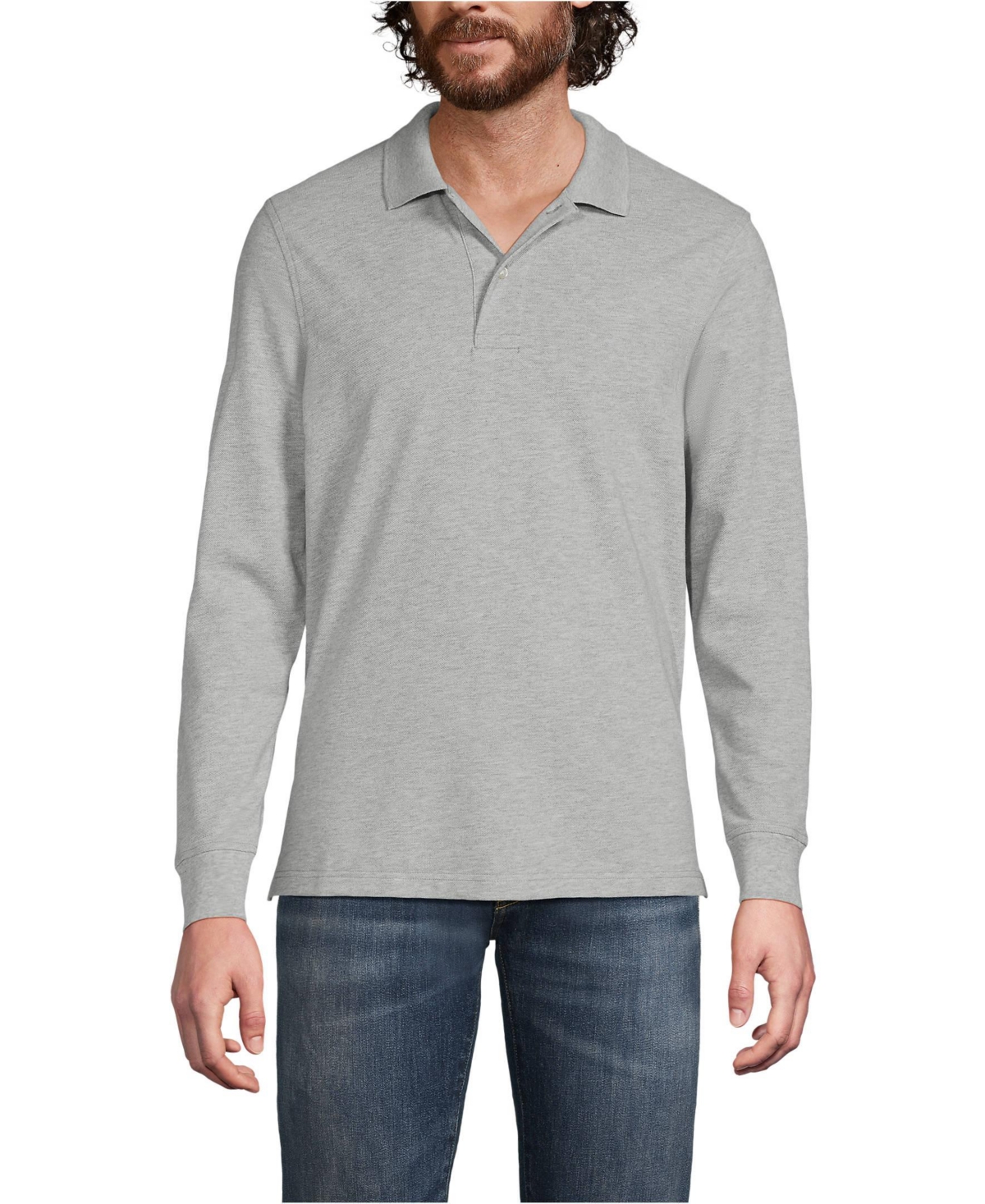 School Uniform Men's Long Sleeve Mesh Polo Shirt - Black