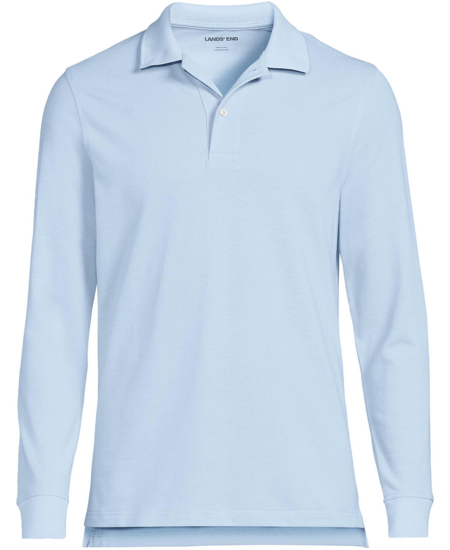 Мужское поло Lands' End Long Sleeve Mesh Polo Shirt, цвет: Синий — фото 3