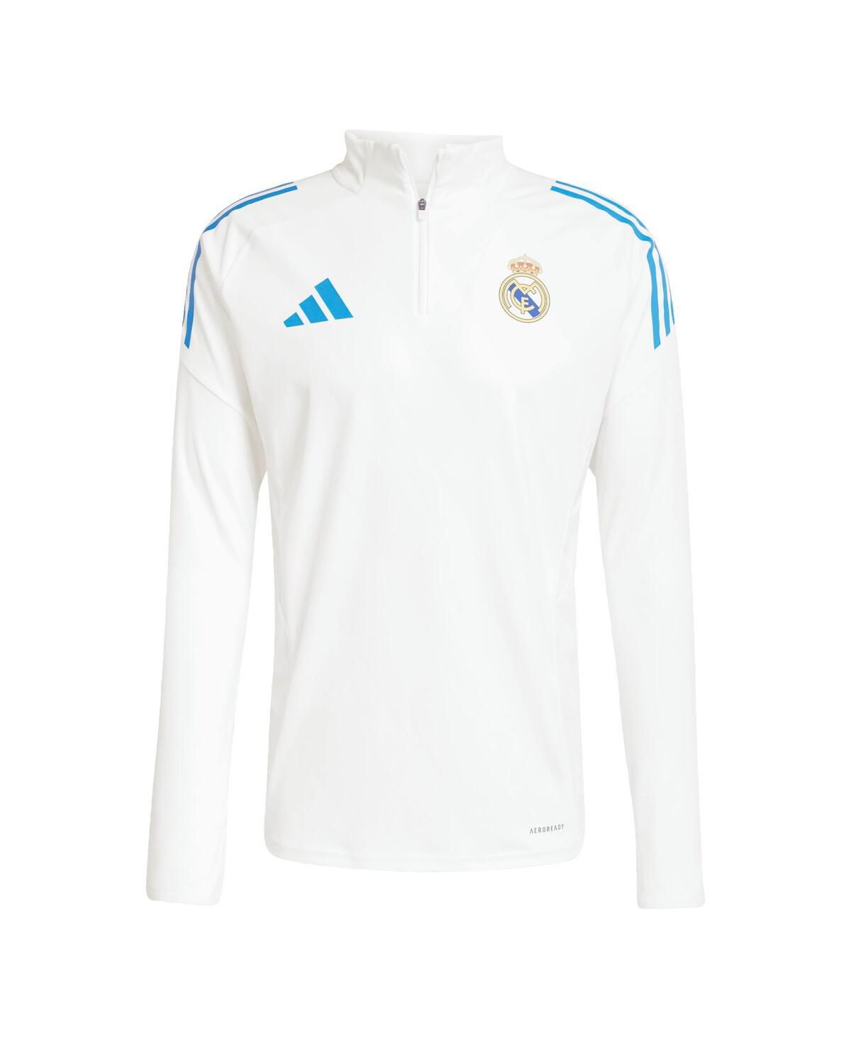 Мужская белая тренировочная толстовка Real Madrid 2025/26 AEROREADY Raglan с застежкой-молнией на четверть дюйма