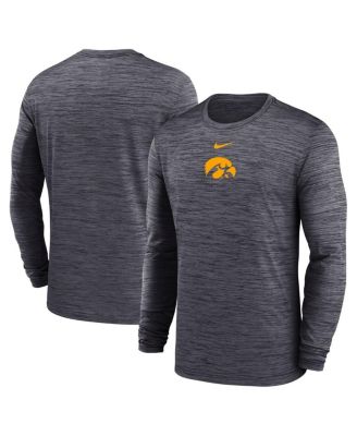 Nike - Men's Black Iowa Hawkeyes 2025 Sideline Velocity Performance Long Sleeve T-Shirt