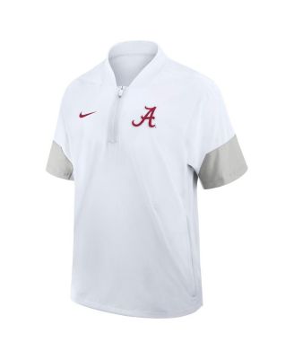 Men's White Alabama Crimson Tide 2025 Sideline Short Sleeve Quarter-Zip Coach Jacket