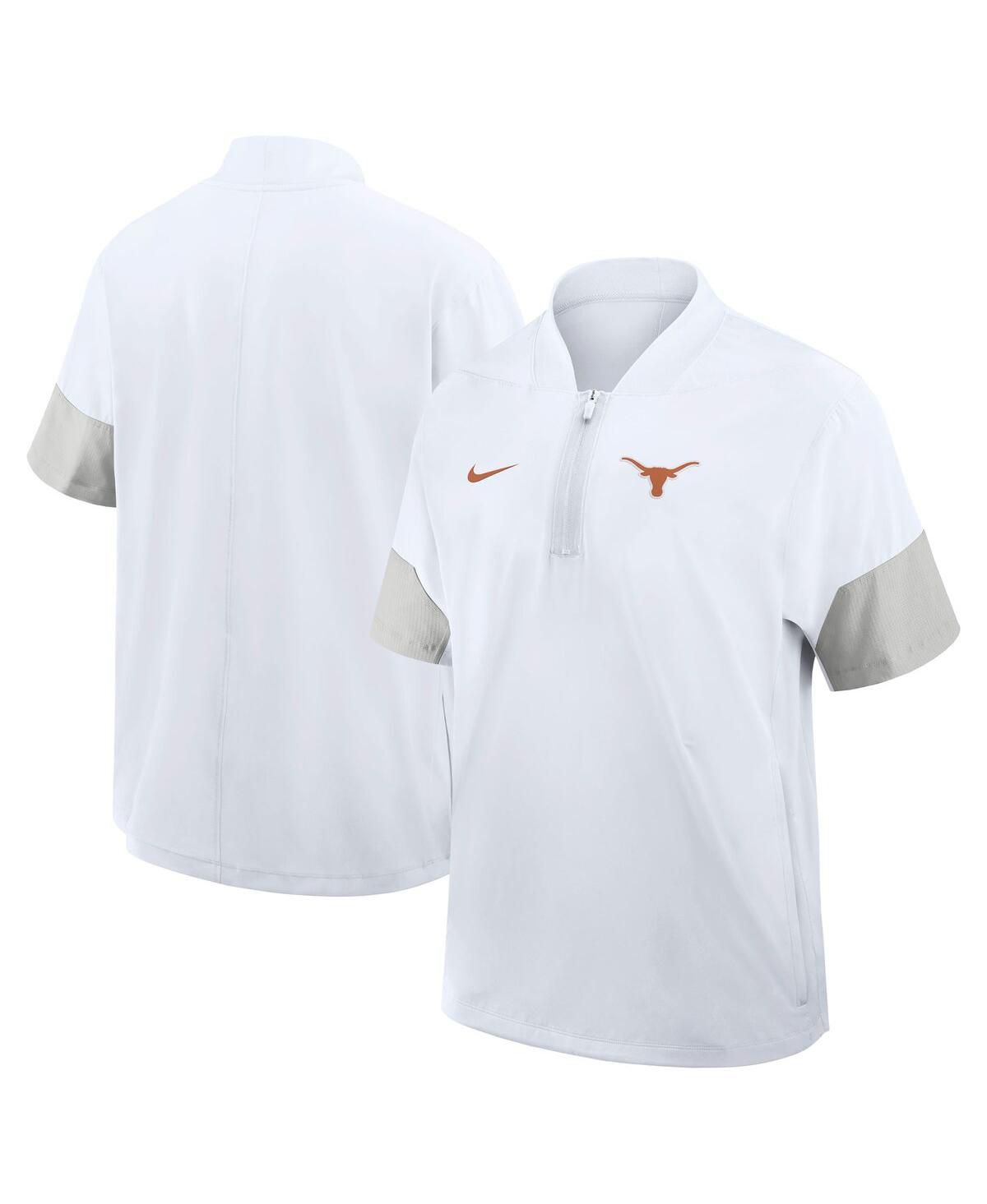 Мужская белая тренерская куртка Texas Longhorns 2025 с коротким рукавом и застежкой на четверть молнии по бокам