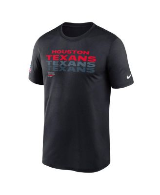 Men's Navy Houston Texans Wordmark Block Sideline Legend Performance T-Shirt