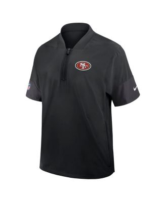 Men's Black San Francisco 49ers Sideline Short Sleeve Quarter-Zip Performance Coach Jacket