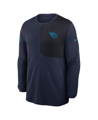 Men's Navy Tennessee Titans Sideline Coach UV Performance Long Sleeve T-Shirt