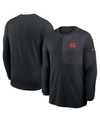 Nike - Men's Black Cincinnati Bengals Sideline Coach UV Performance Long Sleeve T-Shirt