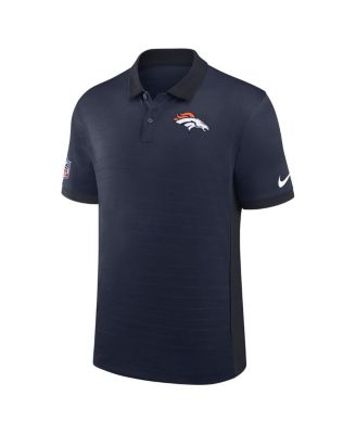 Men's Navy Denver Broncos Sideline Victory Stripe Performance Polo Shirt