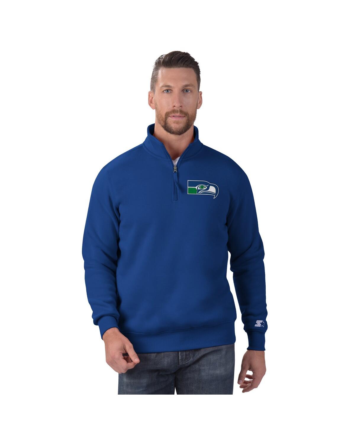 Men's Royal Seattle Seahawks Classic Quarter-Zip Pullover Sweatshirt - Royal
