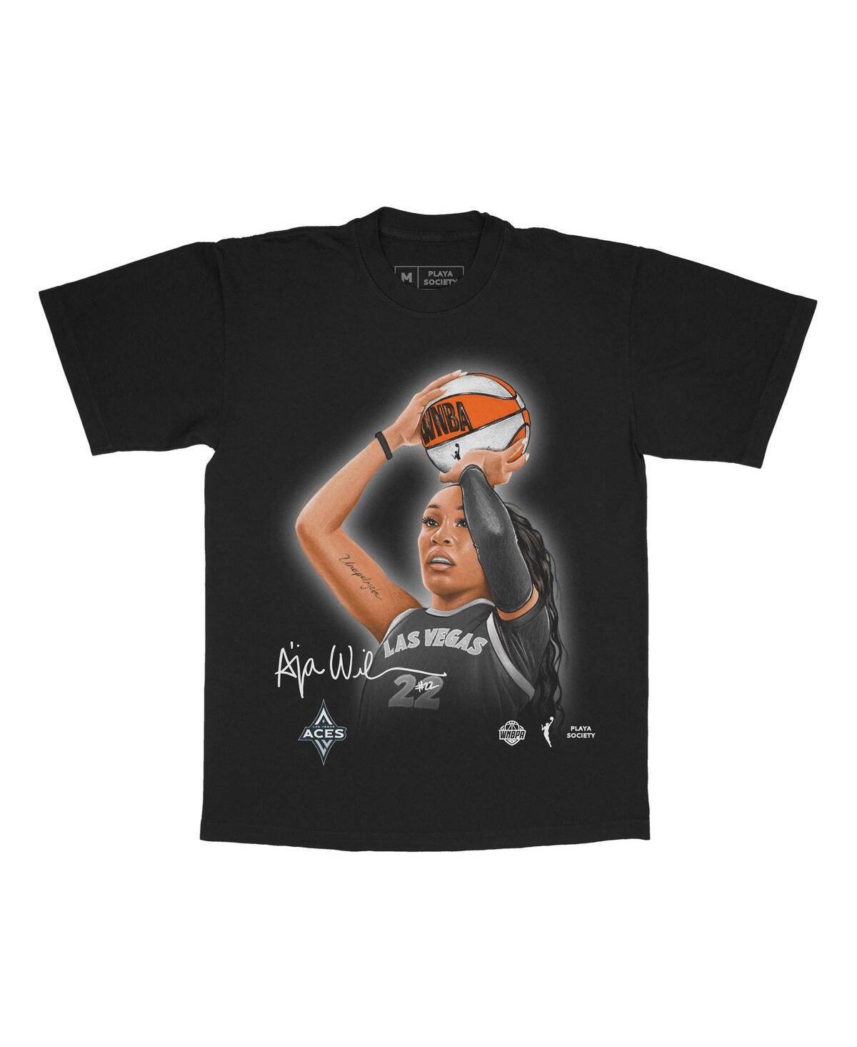 Men's and Women's A'ja Wilson Black Las Vegas Aces Sketch T-Shirt - Black