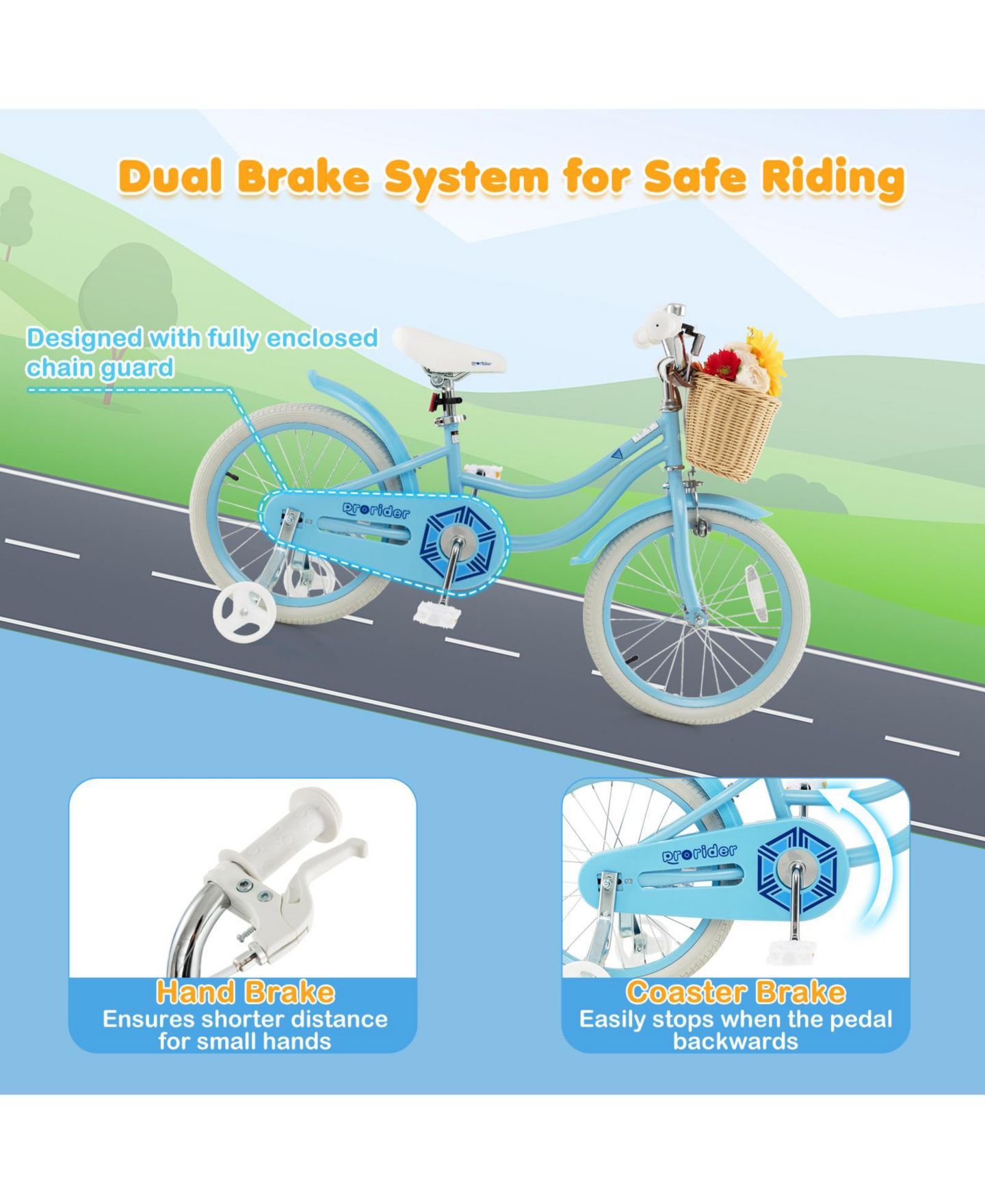 Детская игрушка Mecale 14" Kids Bike with Adjustable Seat and Training Wheels, от 3 лет, цвет: Синий — фото 8