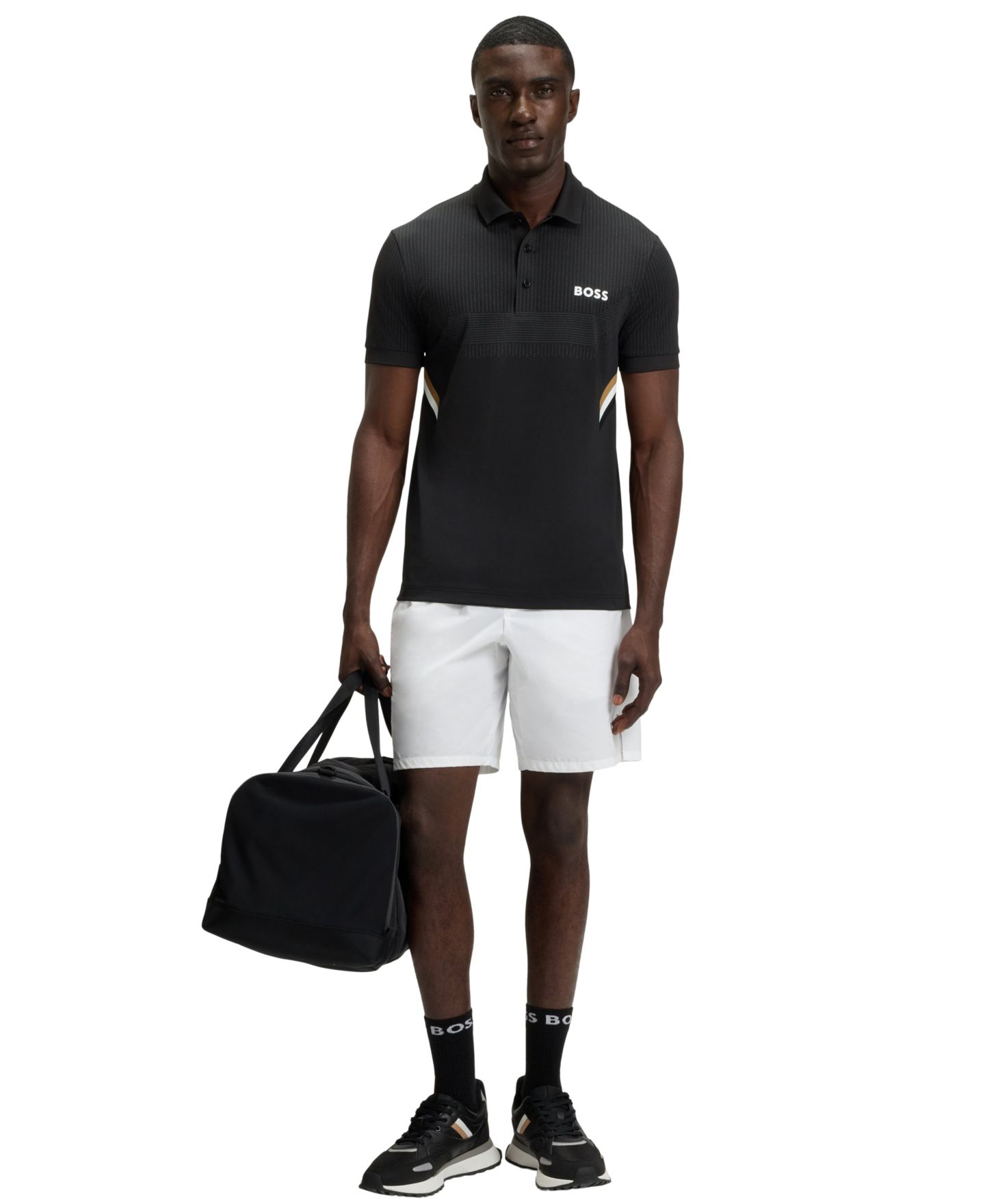 Мужское поло Hugo Boss Active Moisture Management Slim-Fit Polo Shirt, цвет: Чёрный — фото 4