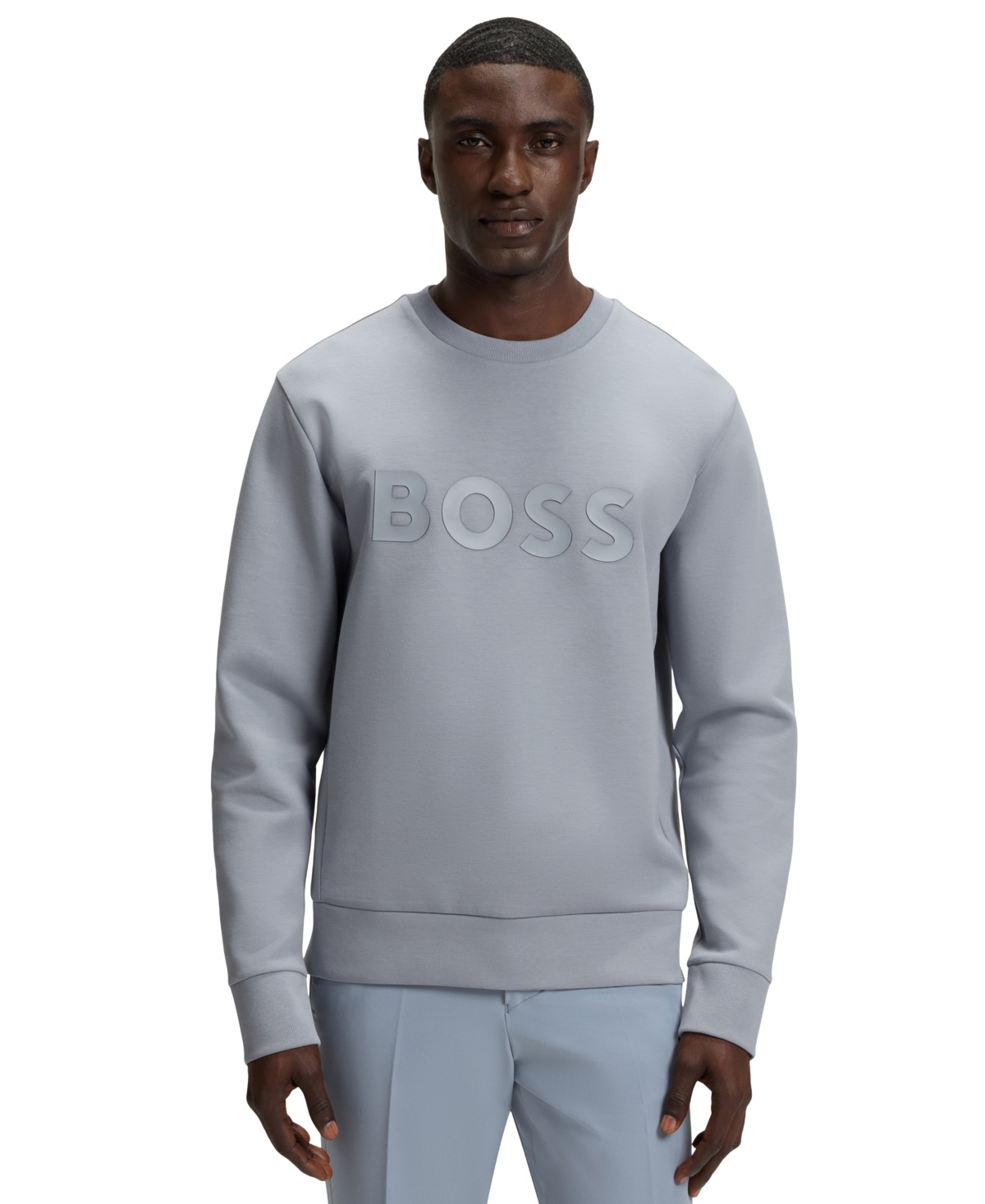 Boss by Hugo Boss Men's Stretch-Cotton Logo Sweatshirt - Dark Gray