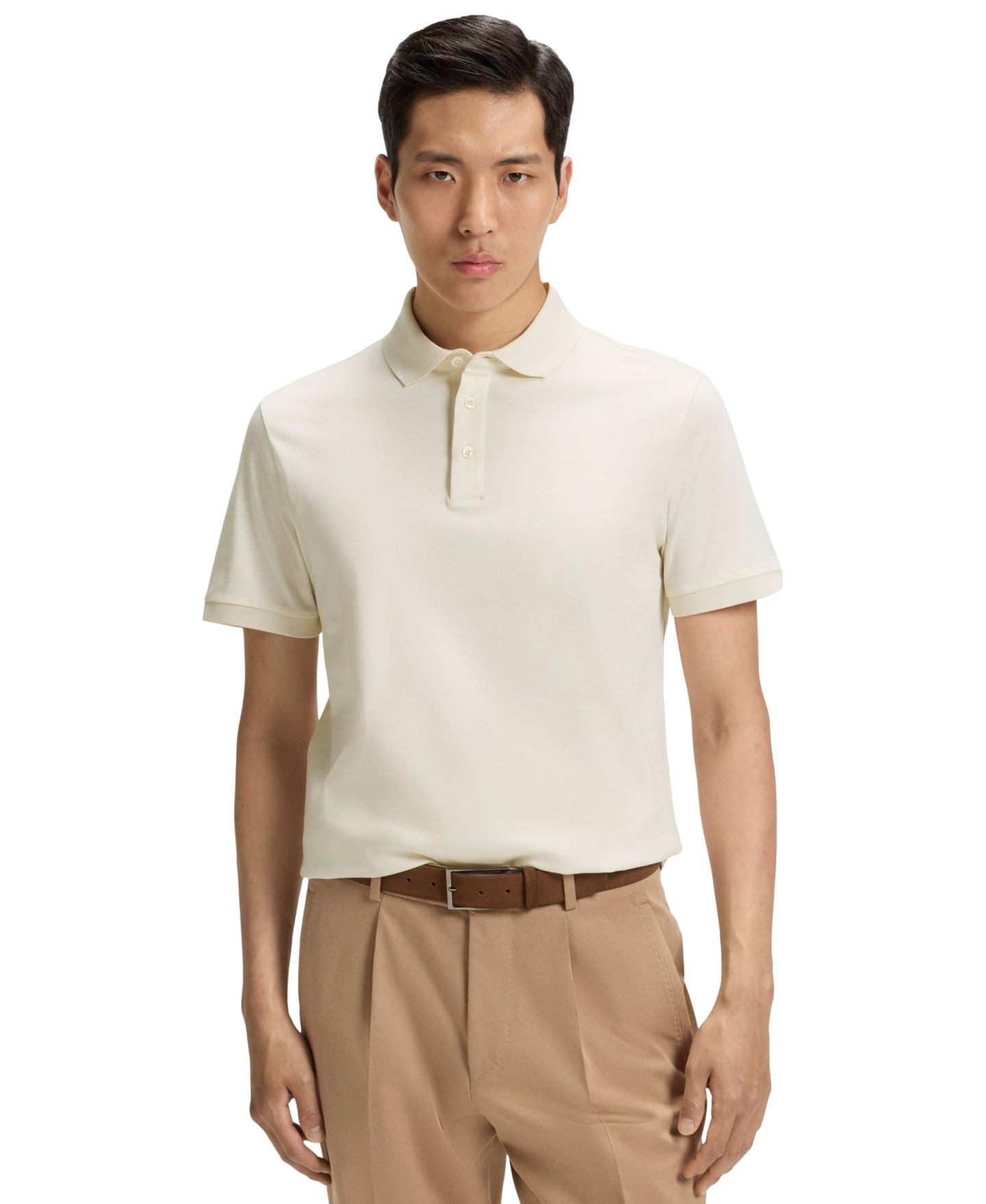 Мужское поло Hugo Boss Regular-Fit Mercerized Cotton Polo Shirt, цвет: Белый — фото 1