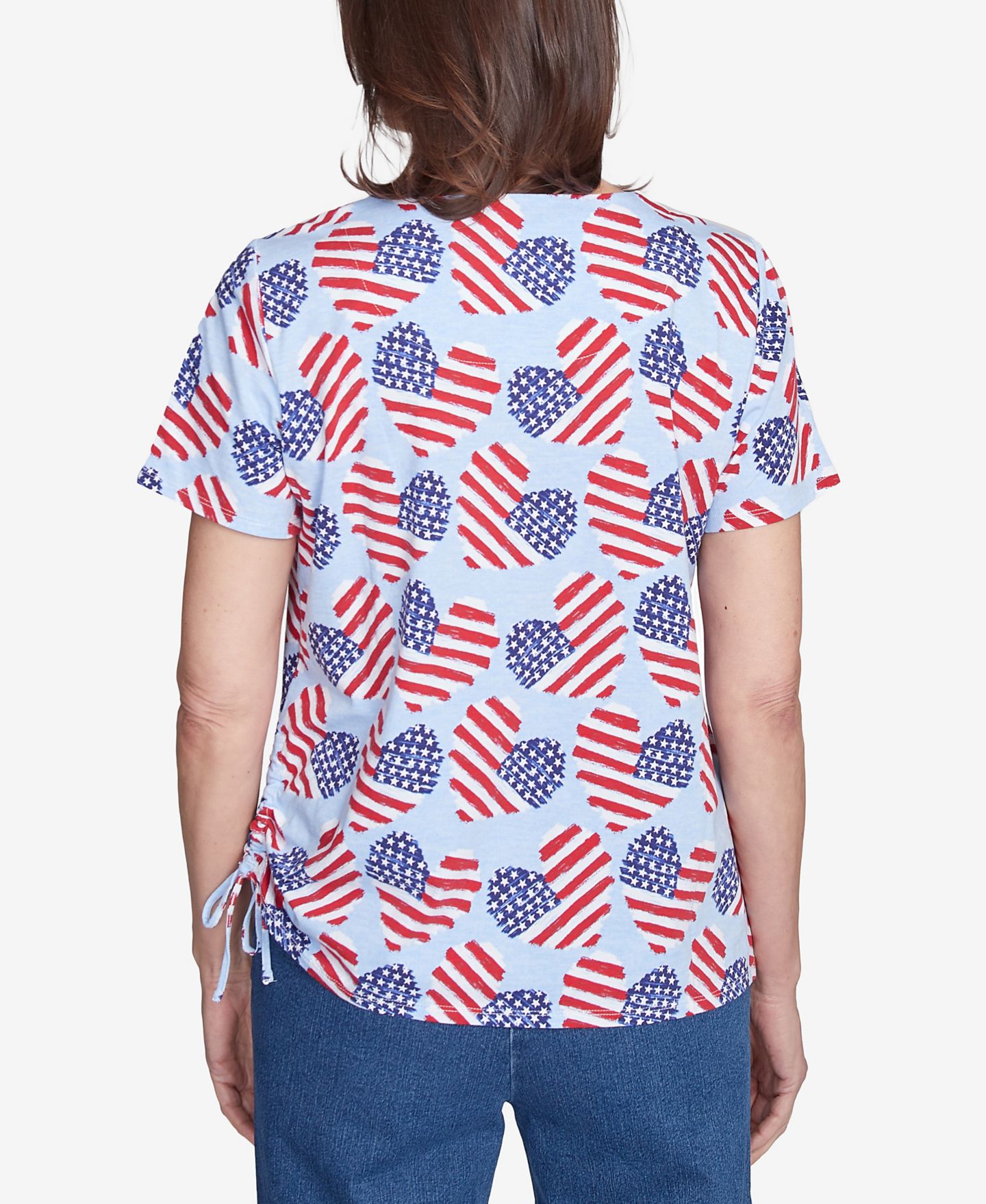 Женский топ Alfred Dunner Petite Flag Heart with Side Ruching, цвет: Синий — фото 2