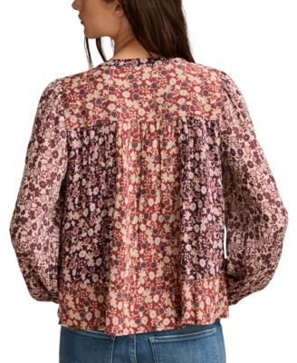 Women's Printed Long-Sleeve Boho Blouse
