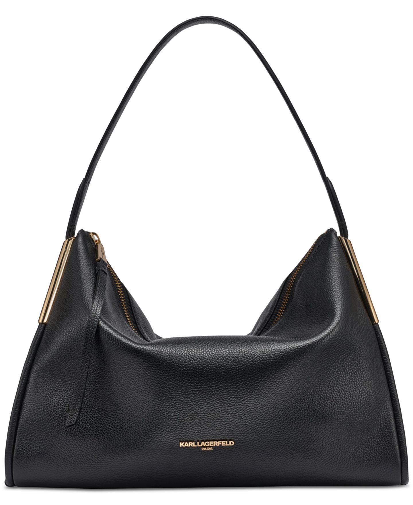 Женская сумка KARL LAGERFELD PARIS Valerie Large Leather Hobo, цвет: Чёрный / Золотой — фото 1