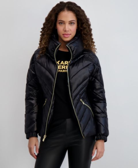 Женские куртки KARL LAGERFELD PARIS Pillow-Collar Puffer Coat