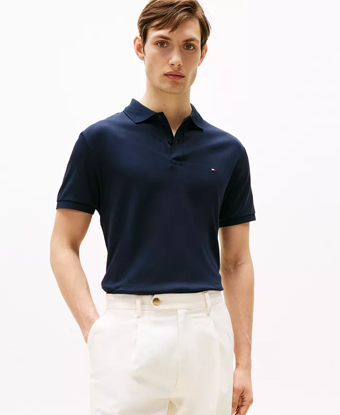 Men's Regular-Fit Smooth Touch Liquid Cotton Collar Stripe Polo Shirt - thumbnail 9