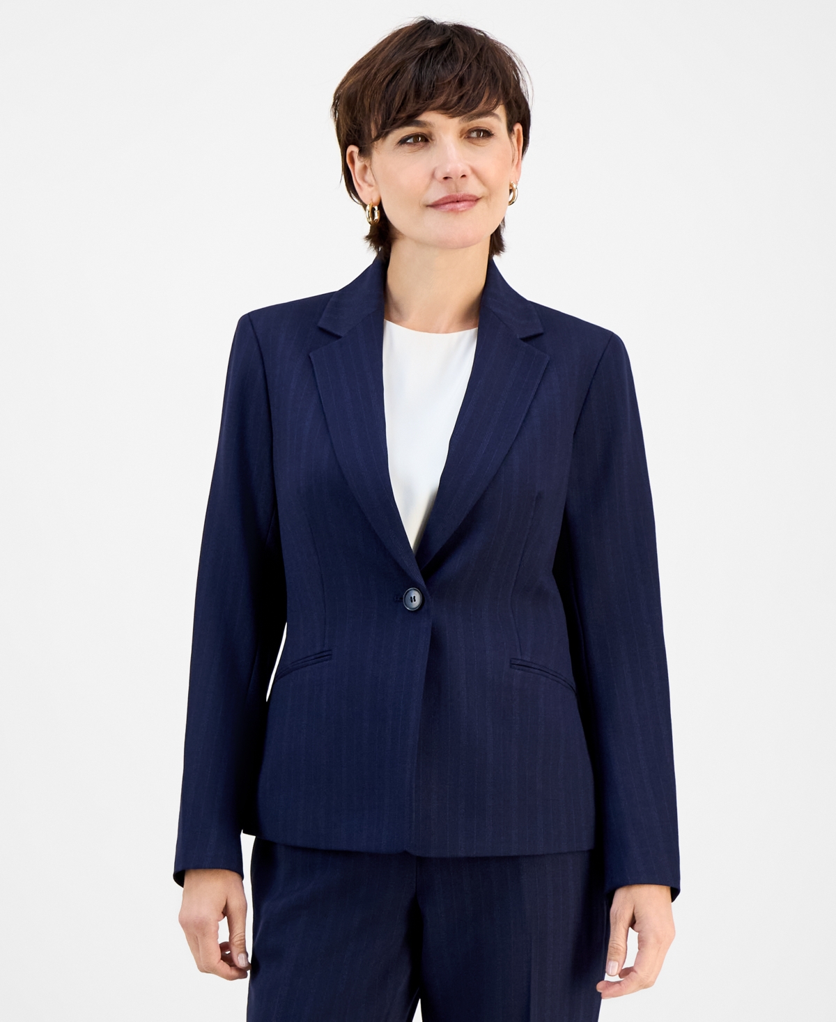 Le Suit Women's Notch-collar One-button Pantsuit