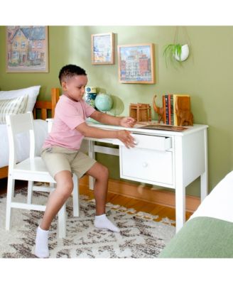 Madison Kids Desk with Hutch and Chair Set - White: Kids Wooden Bedroom Writing Table with Storage, Wood Study Table for Kids with Hutch