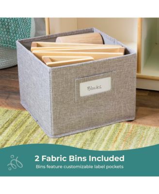 EdQ Reading Nook - Natural: Children's Wooden Bedroom Reading Bench, Kids' Bookshelf, Toy Cubby Organizer and Cube Storage