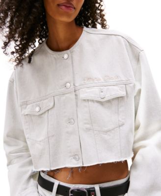 Women's Oversize Collarless Crop Jacket