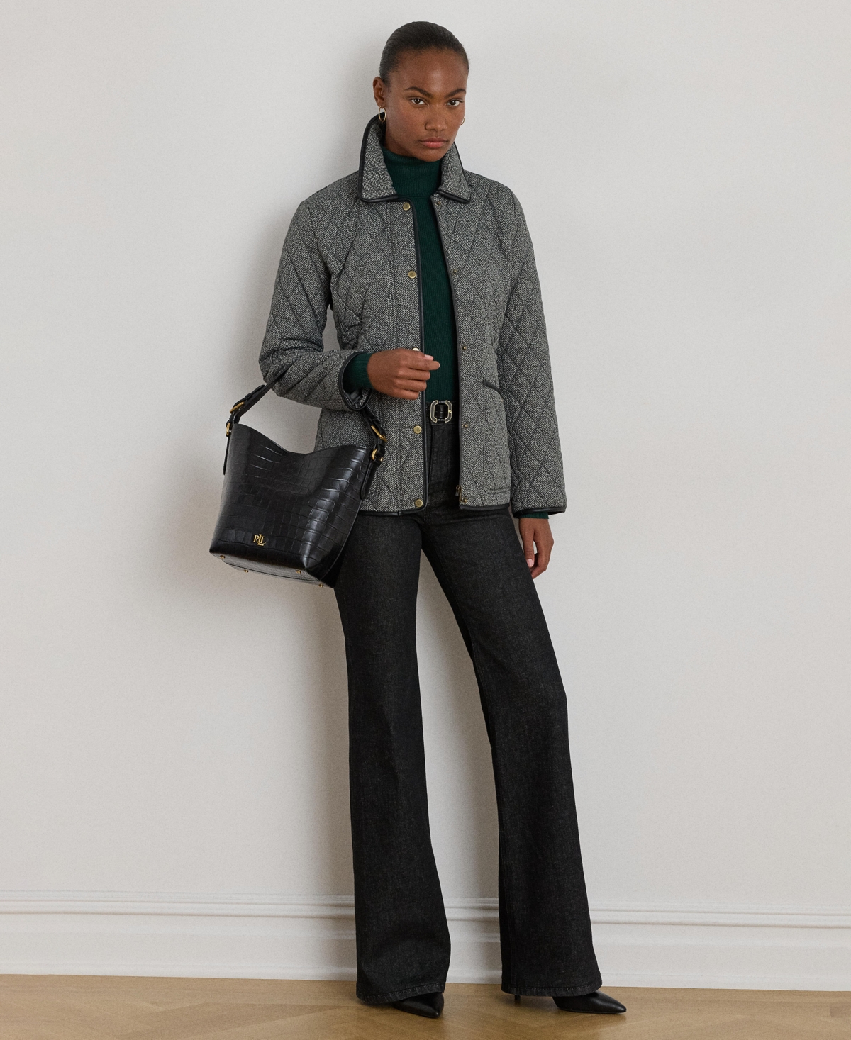 Ralph Lauren Petite Quilted Velboa Lined Coat