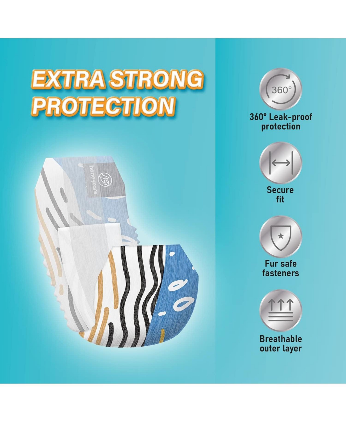 HoneyCare Printed All Absorb Petrichor Male Dog Wrap, Fresh Scent Disposable Diapers, Extra Small, 100ct