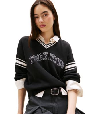Women's Varsity V-Neck Cotton Sweater
