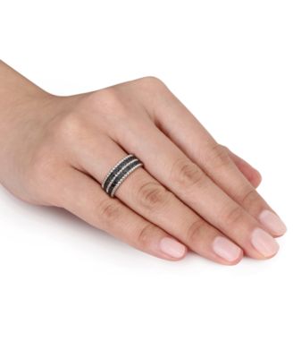 Black Diamond Double Row Beaded Eternity Band (1-1/6 ct. t.w.) in 14k Gold