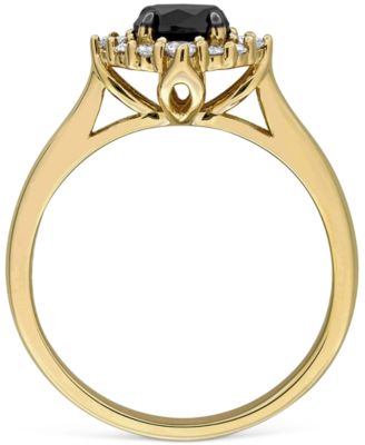 Black & White Diamond Oval Halo Engagement Ring (3/4 ct. t.w.) in 14k Gold