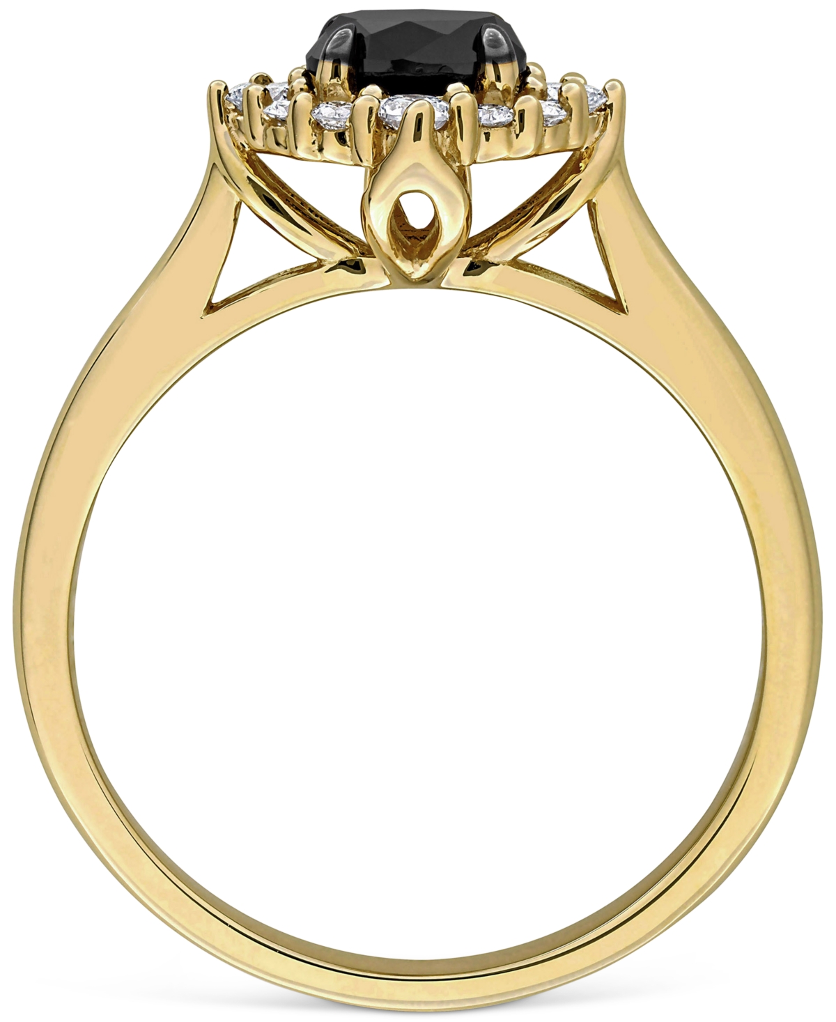 Black & White Diamond Oval Halo Engagement Ring (3/4 ct. t.w.) 14k Gold
