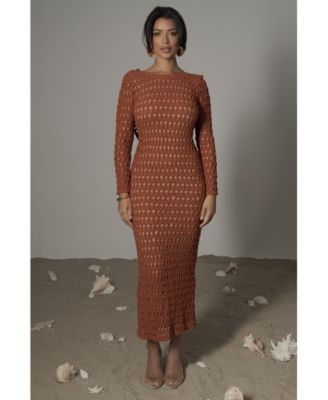 Women's Terra Cotta Serene Wonders Crochet Dress