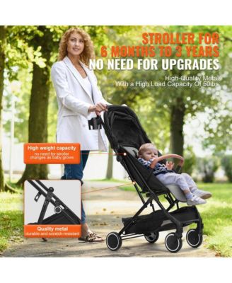Baby Stroller with Adjustable Backrest Footrest One-Click Fold Cup Holder and Carry Bag