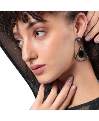 Stone Bow Drop Earrings