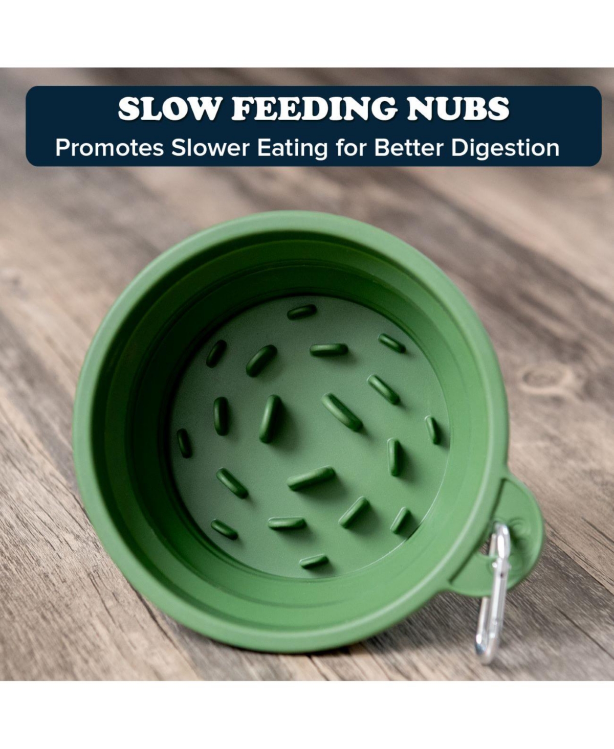 Slow-Feeder, Non-Skid, Bpa-Free Silicone Travel Dog Bowl