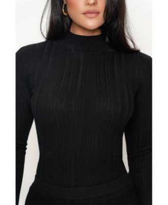 Women's Ribbed Mock Neck Top