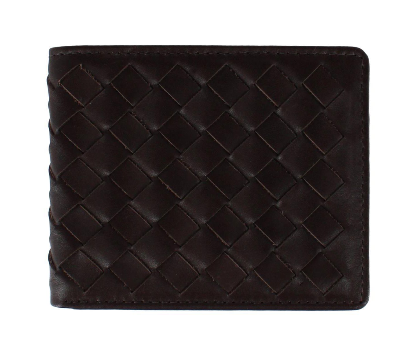 Мужской кошелёк TRAFALGAR Lazzaro Lattice Weave Leather Bi-Fold Wallet, цвет: Тёмный коричневый — фото 1