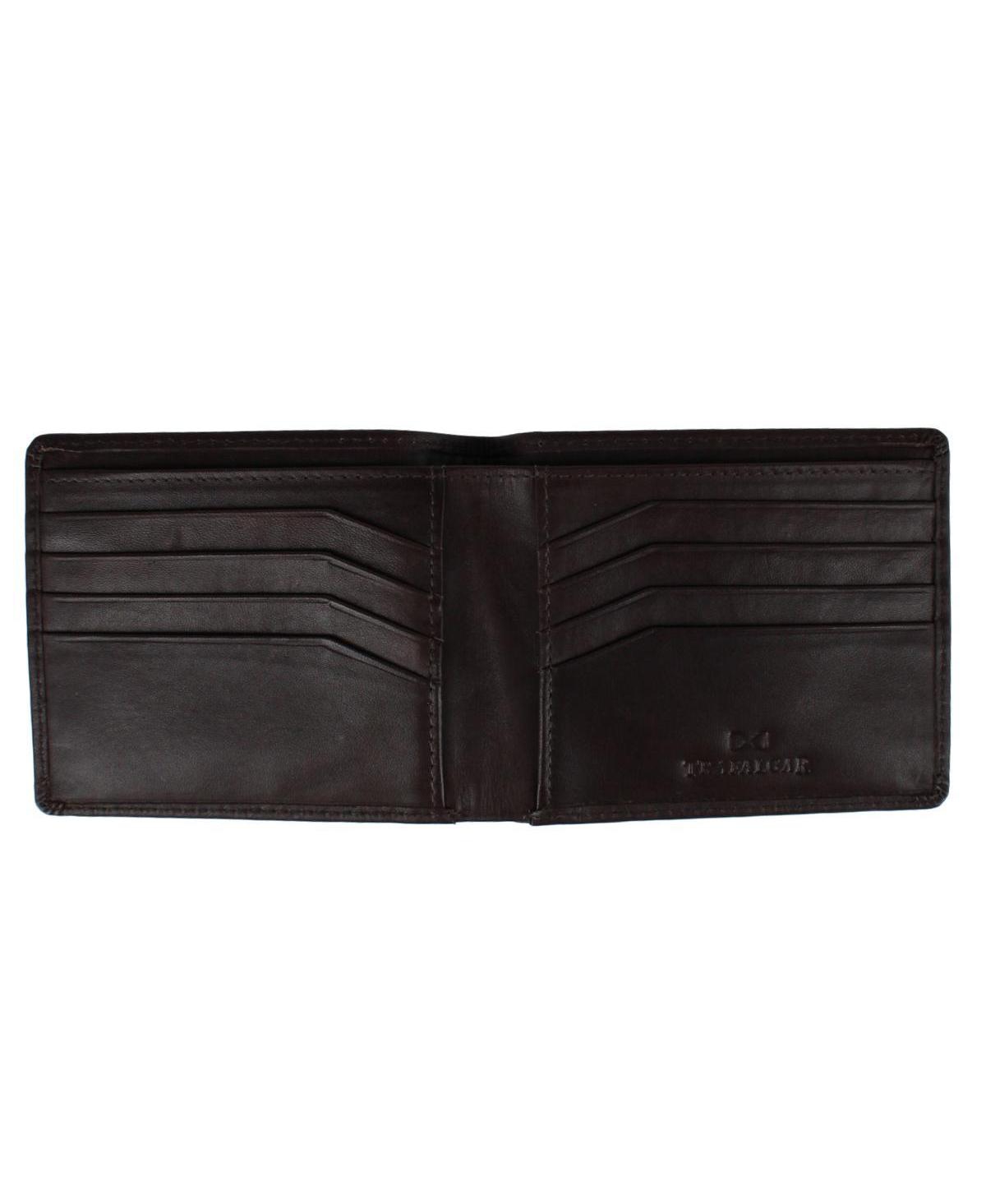 Men's Lazzaro Lattice Weave Leather Bi-Fold Wallet - Dark brown