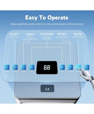 10,000 BTU Portable AC, 3-in-1, Cools 450 Sq.Ft, Fast Cooling, Sleep Mode, Timer, Remote, Quiet