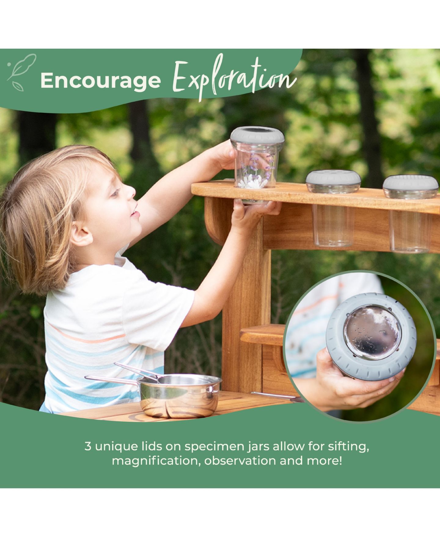Детский игровой набор Guidecraft Acadia Kids' Outdoor Mud Kitchen Playset - Pretend Play Kitchen with Sink, Stove, and Accessories Wooden Backyard Playset, цвет: Acacia — фото 7