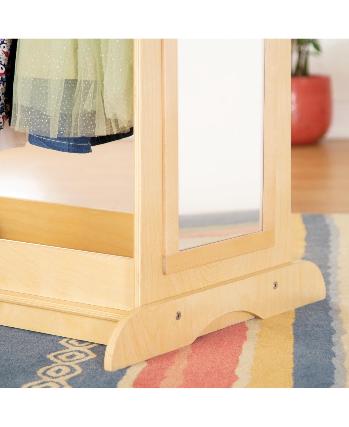 Guidecraft EdQ Dress Up Storage with Bins - Natural: Wooden Montessori Closet Organizer for Costumes and Kids' Pretend Play Toys