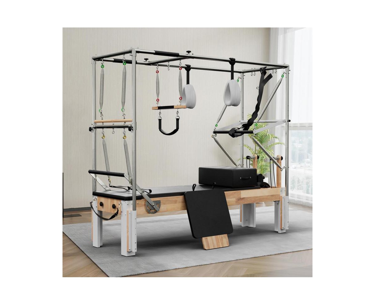 Wooden Reformer & Cadillac Trapeze Table &#x2013; Full Studio Set with Sitting Box - Natural