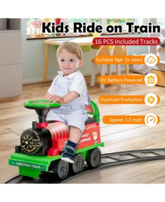 6V Electric Kids Ride On Car Toy Train with 16 Pieces Tracks
