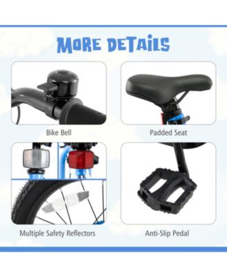 18 Inch LED Lighted Kids Bike with Training Wheels and Headlight for Ages 4-8 Years