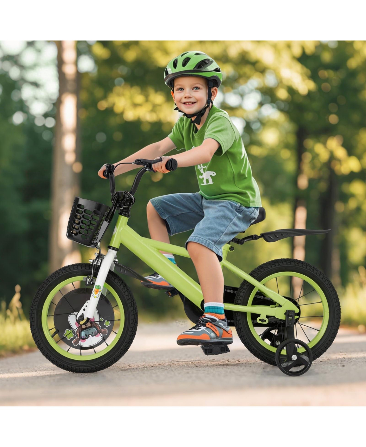 14 Inch Kids Bike Adjustable with Detachable Training Wheels for 3-8 Years Old