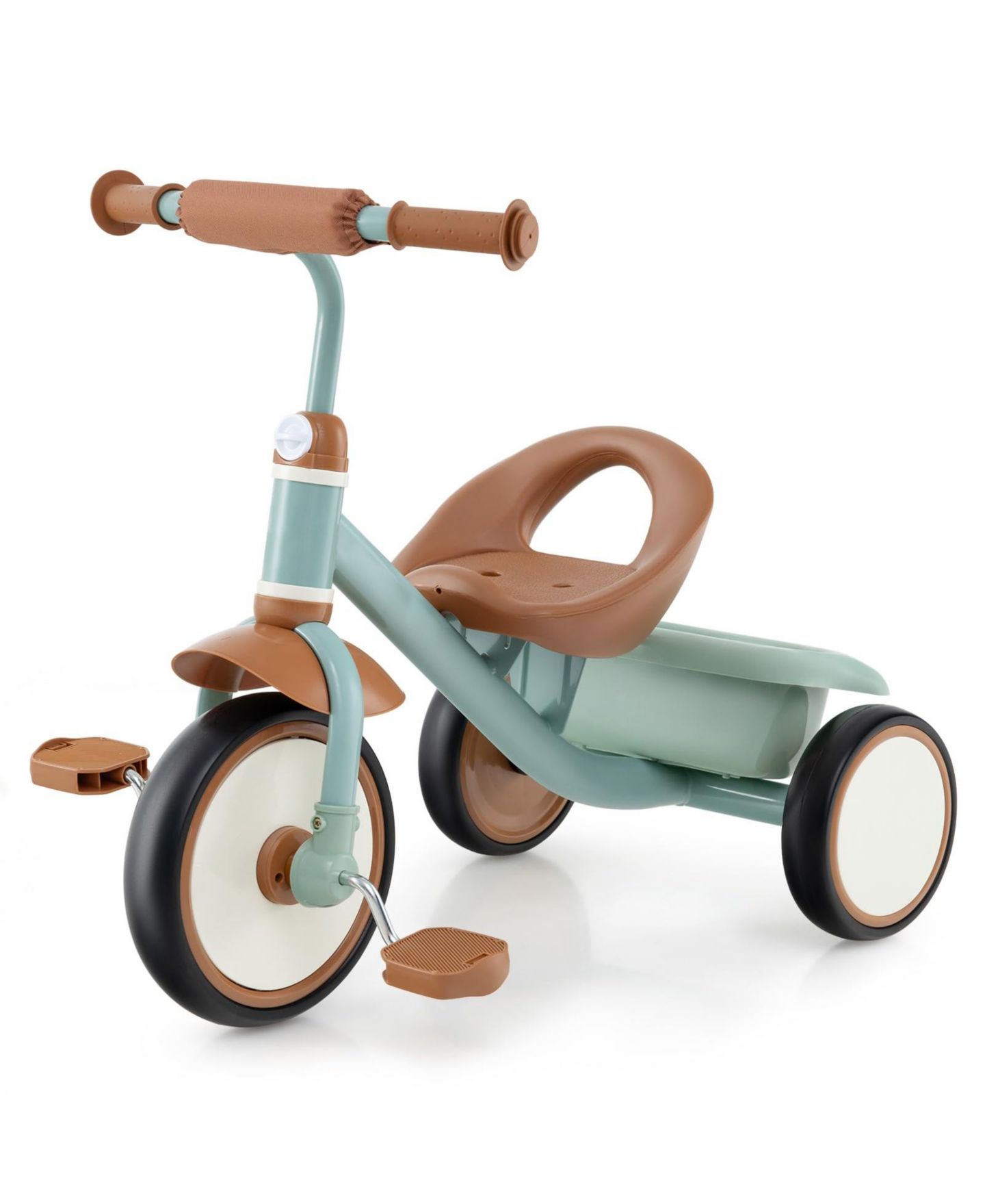 Детская игрушка Mecale Toddler Tricycle Kids Trike with Adjustable Seat and Storage Basket Aged 3-5 Years Old, цвет: Зелёный — фото 1
