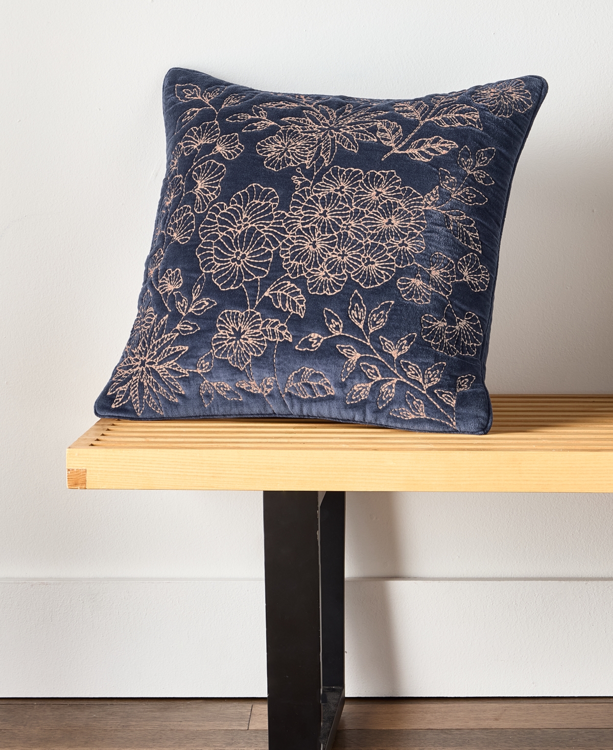 Charter Club Velvet Botanical Decorative Pillow, 18" X 18", Exclusively At Macy's In Blue